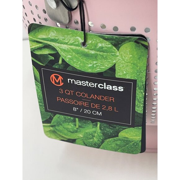 Master Class Stainless Steel 3 Qt Colander With Pink Exterior & Dual Handles New - Picture 4 of 6